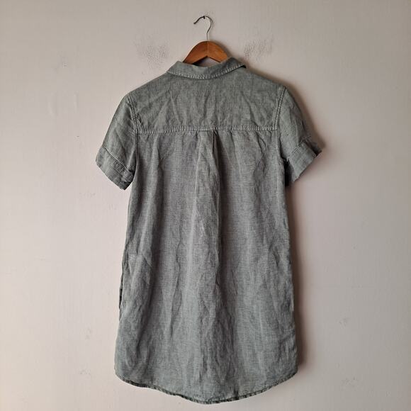 Lucky Brand Linen Blend Tunic Shirt Dress Button-Front Mini Gray Womens Size M - Picture 5 of 11
